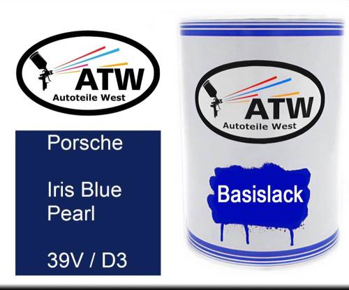 Porsche, Iris Blue Pearl, 39V / D3: 500ml Lackdose, von ATW Autoteile West.